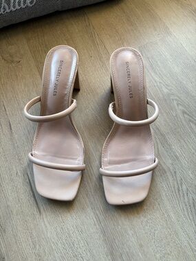 Sincerely Jules Blush Nude Double-Strap Low Block Heel Slides